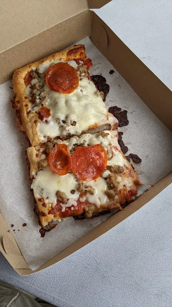 Half Sheet Reheat with Pepperoni Sausage and Extra Cheese